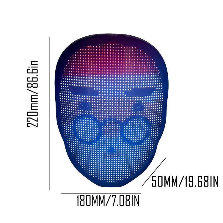 Adjustable strap on the full-face LED costume mask
