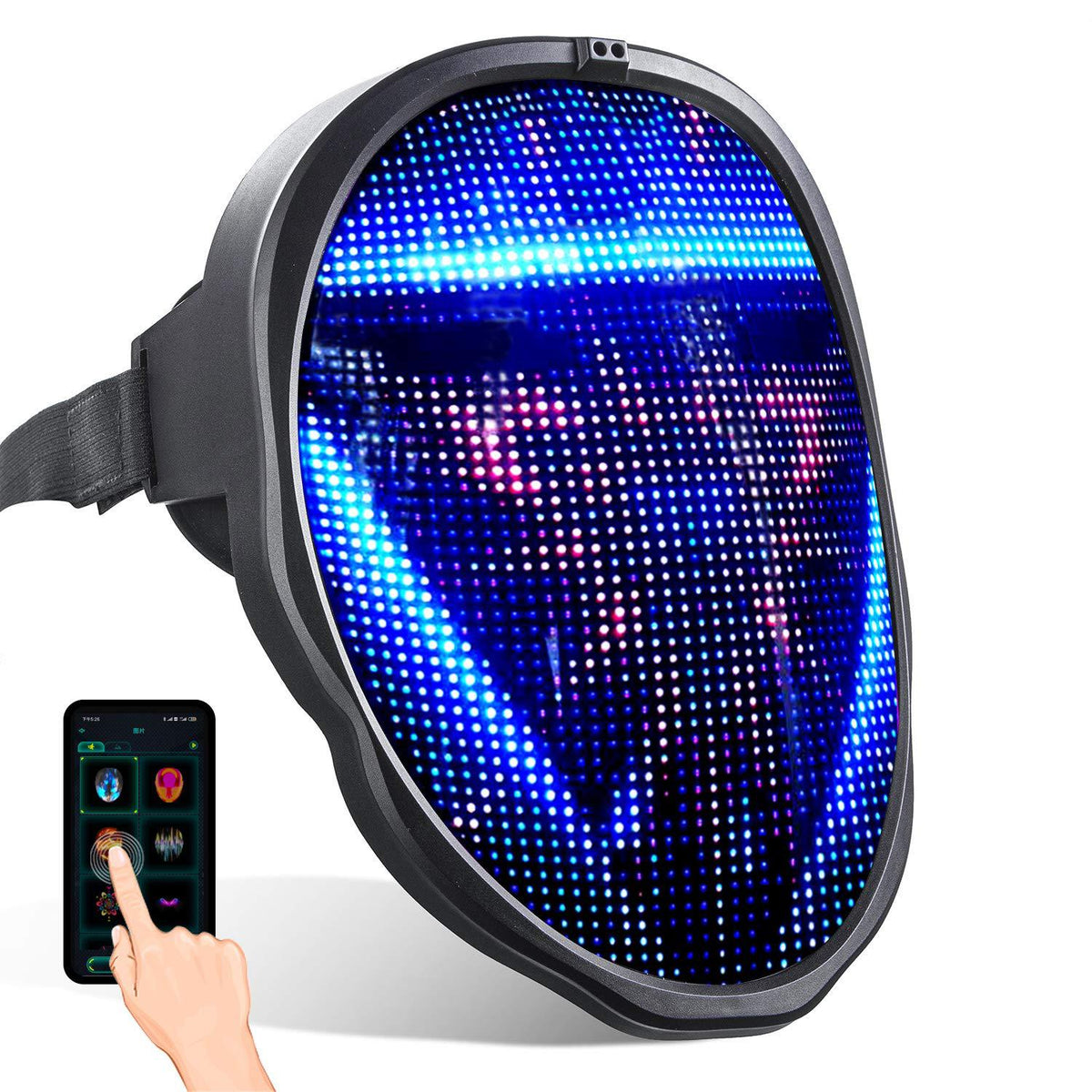 Programmable RGB LED costume mask with phone app