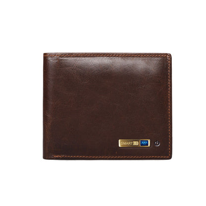 Mens Leather Anti Lost Wallet - Compatible with Apple & Android