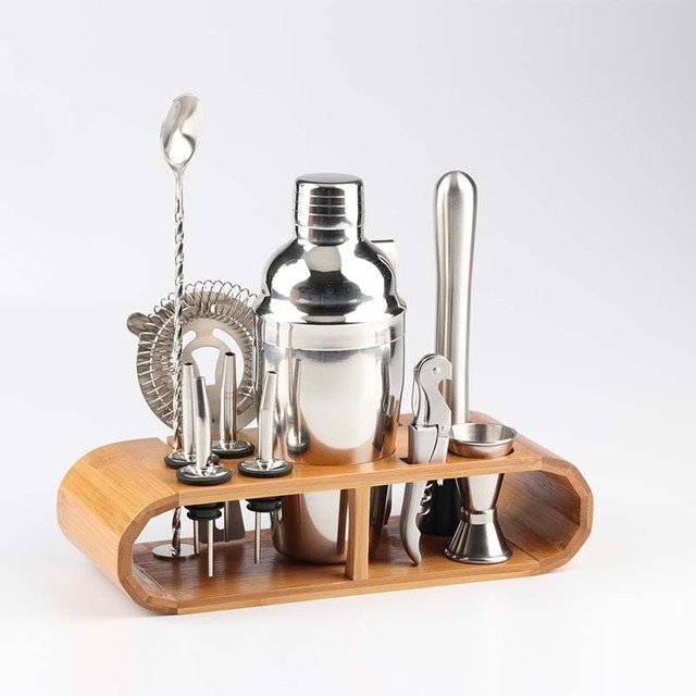 12 - Piece Stainless Steel Cocktail Kit with Bamboo Stand | CocktailCrafter™Cocktail & Barware Tool SetsNormanharvey