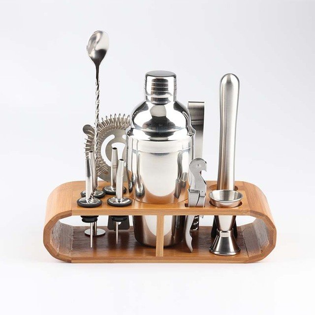 12 - Piece Stainless Steel Cocktail Kit with Bamboo Stand | CocktailCrafter™Cocktail & Barware Tool SetsNormanharvey