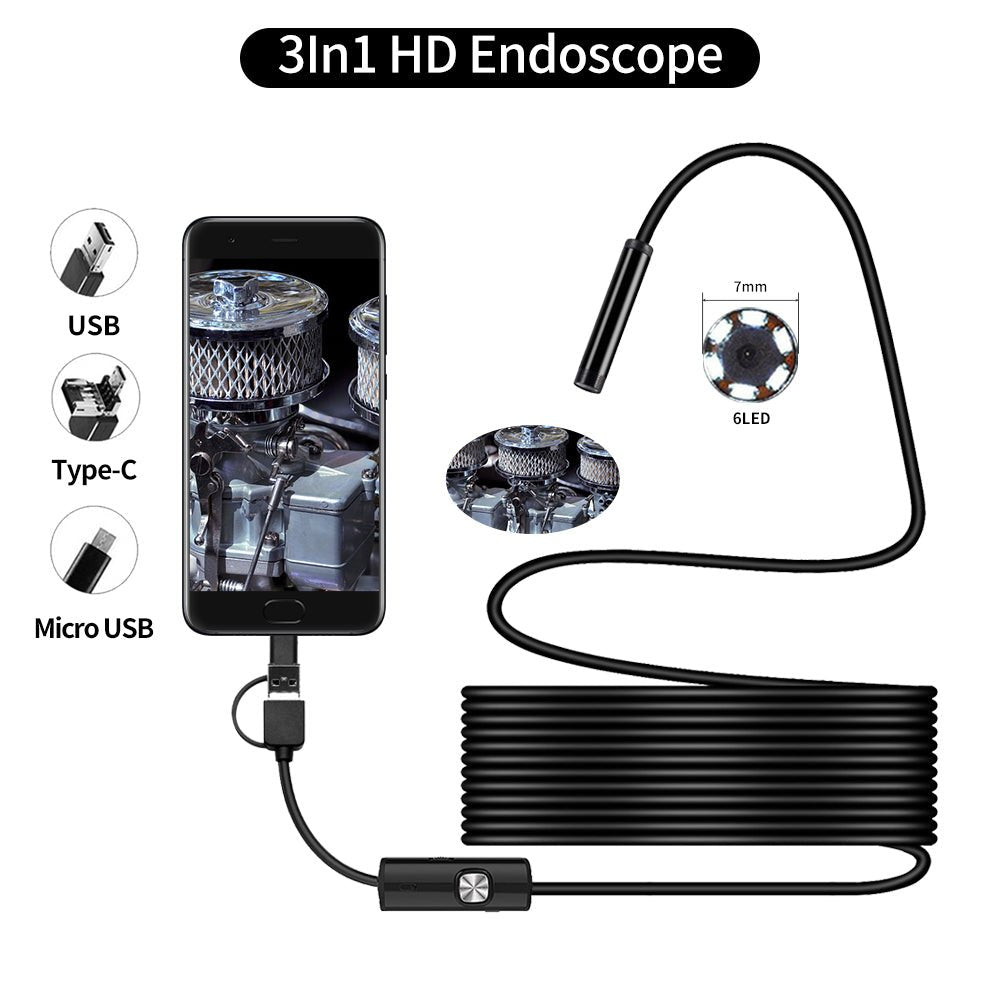 3 In 1 HD Endoscope - High - Definition Imaging for Precision InspectionsInspection MirrorsNormanharvey