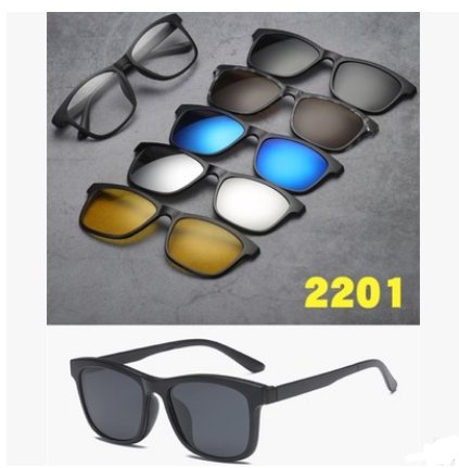 5-in-1 magnetic polarized sunglasses set – product view 01