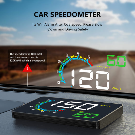 Car speedometer display on windshield