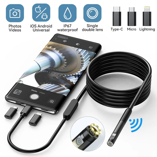 2MP Single/Dual Lens Endoscope Camera 3 in 1 Micro USB/Type-C Android IOS  iphone Inspection Camera Car Pipeline Borescope