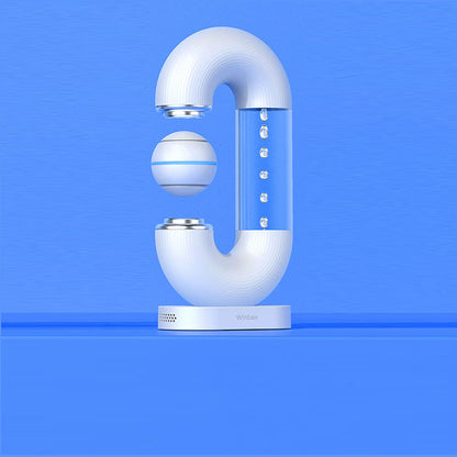 SuspendAir™: Whisper-Quiet Magic Water Droplet Air Purifier – Purifies as it Levitates showing levitating ball and droplets white