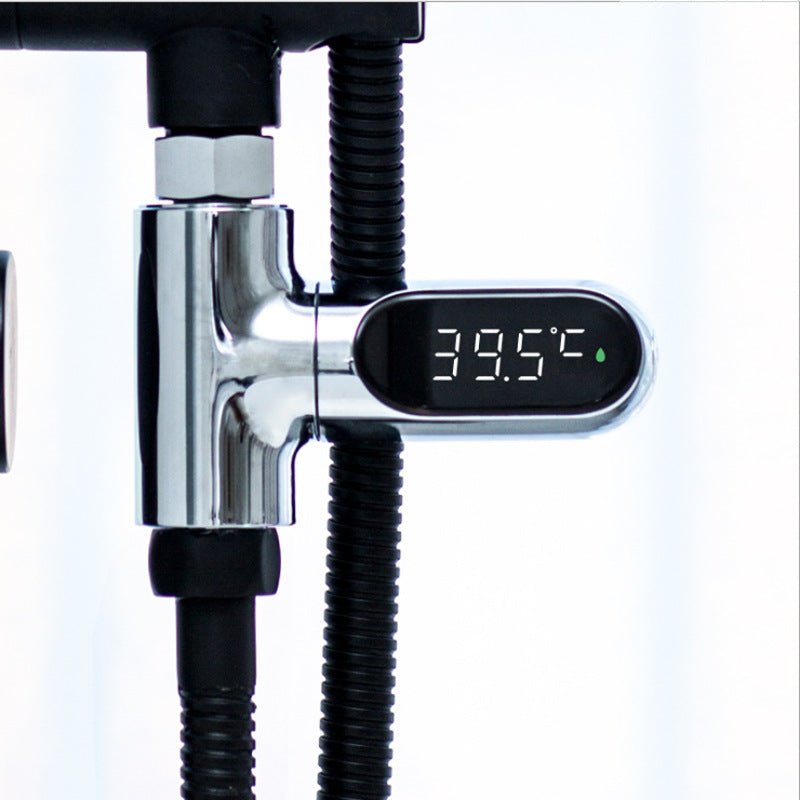 Chrome Finish Shower Thermometer: Self - Powered, 360° Rotatable LED ScreenShower HeadsNormanharvey