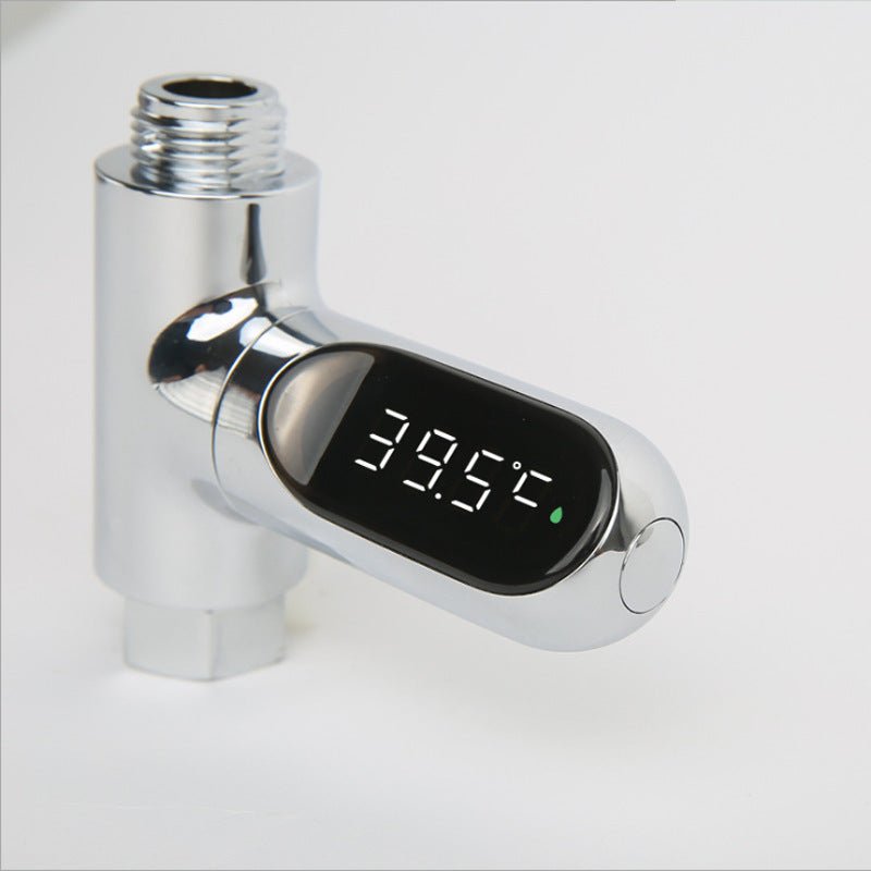 Chrome Finish Shower Thermometer: Self - Powered, 360° Rotatable LED ScreenShower HeadsNormanharvey