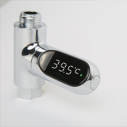 Chrome Finish Shower Thermometer: Self - Powered, 360° Rotatable LED ScreenShower HeadsNormanharvey