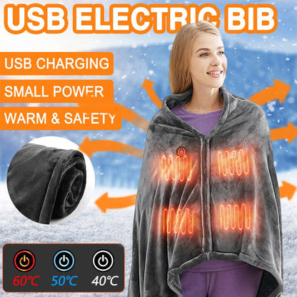 Electric Heating Shawl - USB Heated Wrap Blanket with Double - Sided Functionality and 3 Levels Temperature Control