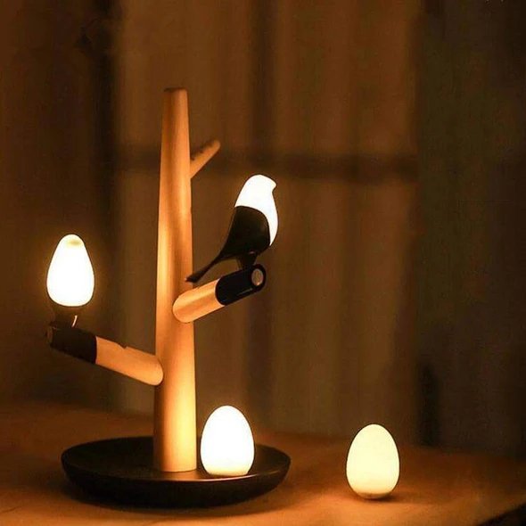 Elegant Bird LED Night Table Lamp: Modern Design with Natural Wood FinishLightingNormanharvey