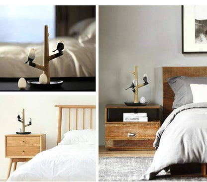 Elegant Bird LED Night Table Lamp: Modern Design with Natural Wood FinishLightingNormanharvey