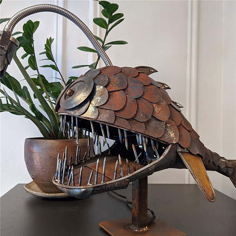 Fish Art Lamp: Artisan - Crafted, Flexible, Rustic FinishLightingNormanharvey