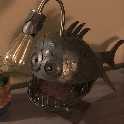 Fish Art Lamp: Artisan - Crafted, Flexible, Rustic FinishLightingNormanharvey