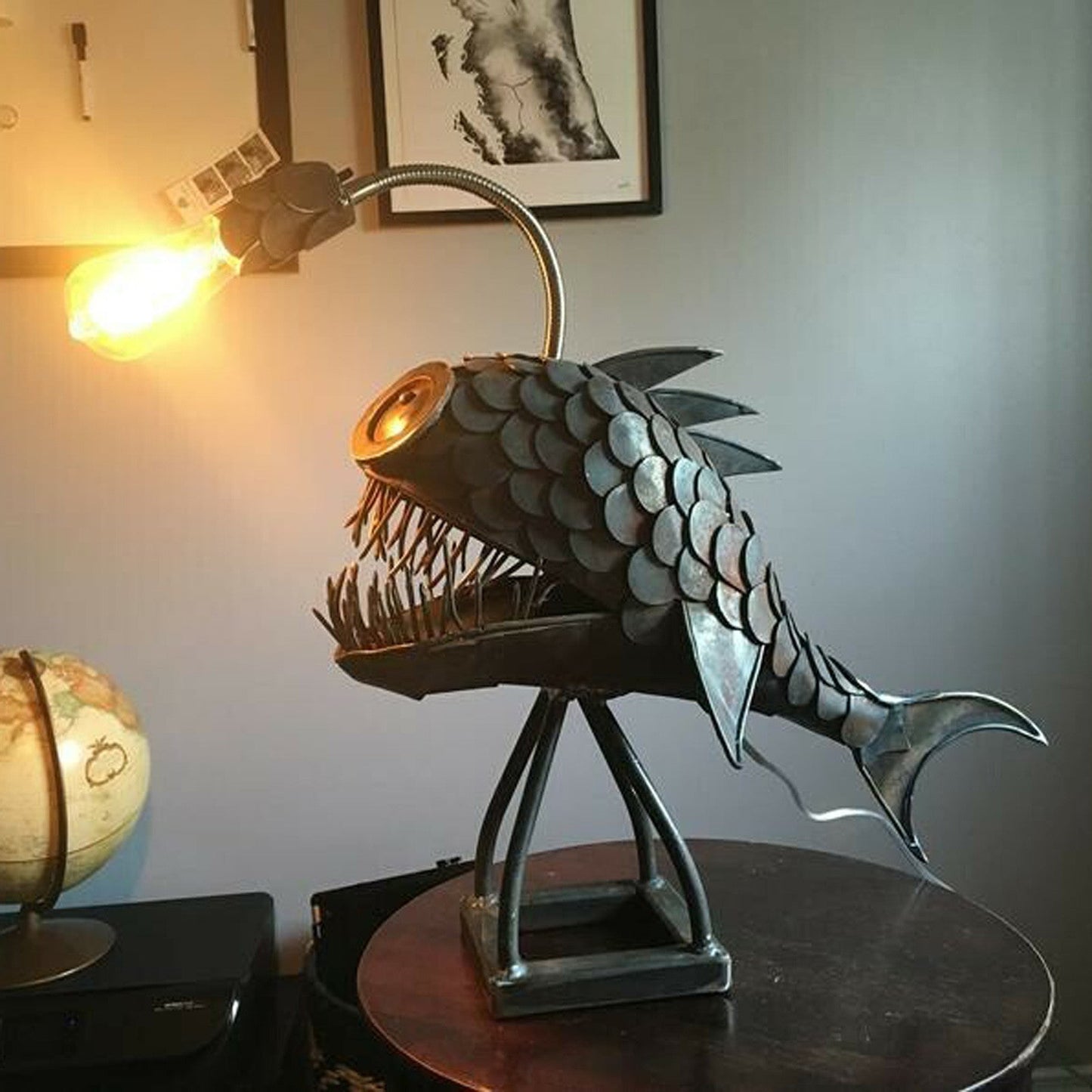 Fish Art Lamp: Artisan - Crafted, Flexible, Rustic FinishLightingNormanharvey