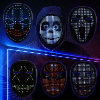 Fully Customisable Bluetooth LED Mask - Colour - Changing, Light - Up Face Mask, Multi - Color Facial MaskMasksNormanharvey