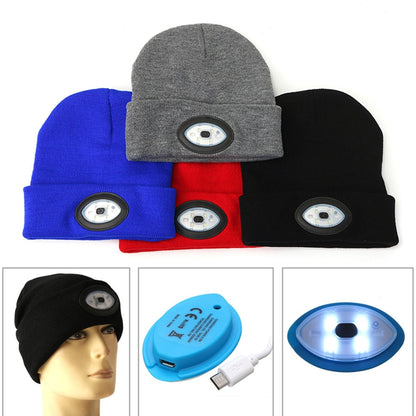 LED Beanie Hat: Built - in 6 - LED Handsfree Headlight, USB RechargeableTorchNormanharvey