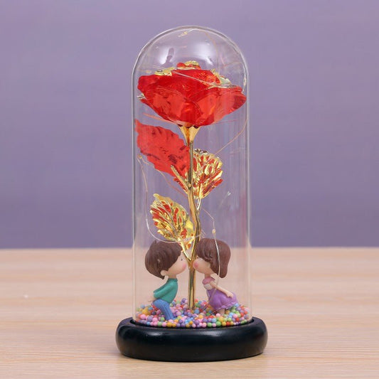 LED Lamp with Flower Glass Cover - Timeless Elegance for Your Shared Space, Symbol of Eternal Love and Devotion