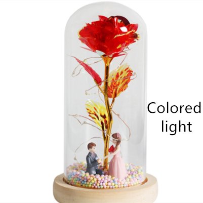 LED Lamp with Flower Glass Cover - Timeless Elegance for Your Shared Space, Symbol of Eternal Love and DevotionDried Flowers