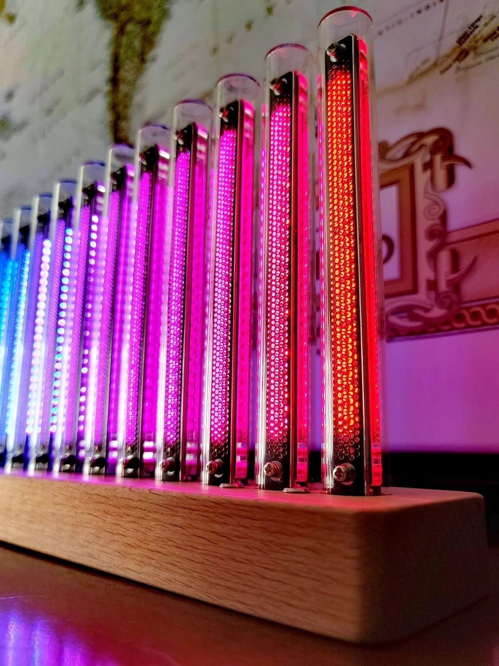 Nixie Tube Like Beechwood and Walnut | LED Audio VisualiserSpecial Effects LightingNormanharvey