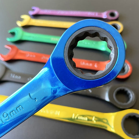 Professional 7-Piece Wrench Set with Color-Coded Ratchet Wrenches