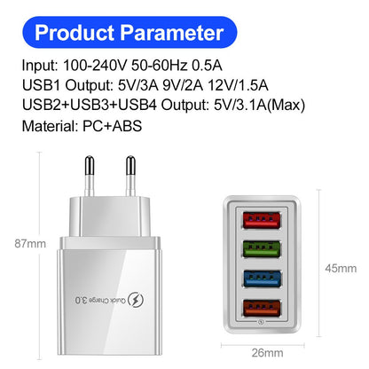 QuickCharge 3.0 - 4 Port Universal Rapid Charging for Multiple Devices with Comprehensive Safety ProtocolsPower Adapters & ChargersNormanharvey