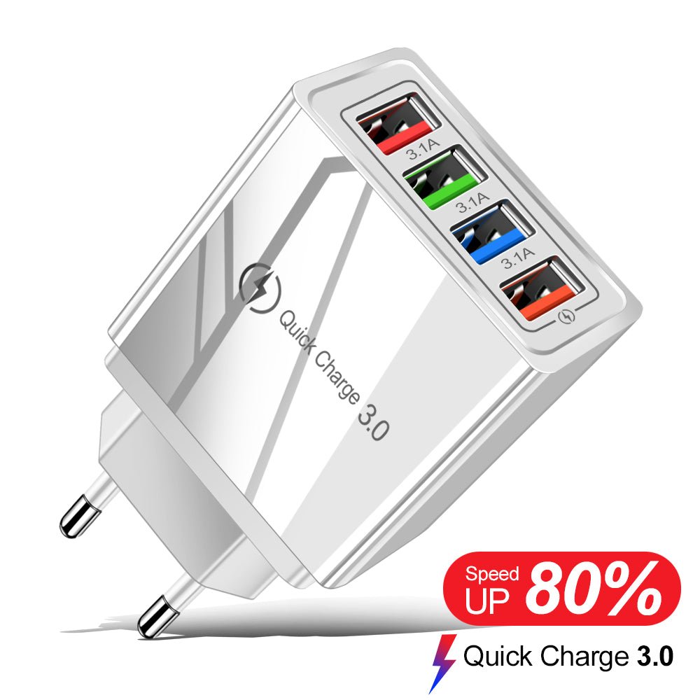 QuickCharge 3.0 - 4 Port Universal Rapid Charging for Multiple Devices with Comprehensive Safety ProtocolsPower Adapters & ChargersNormanharvey