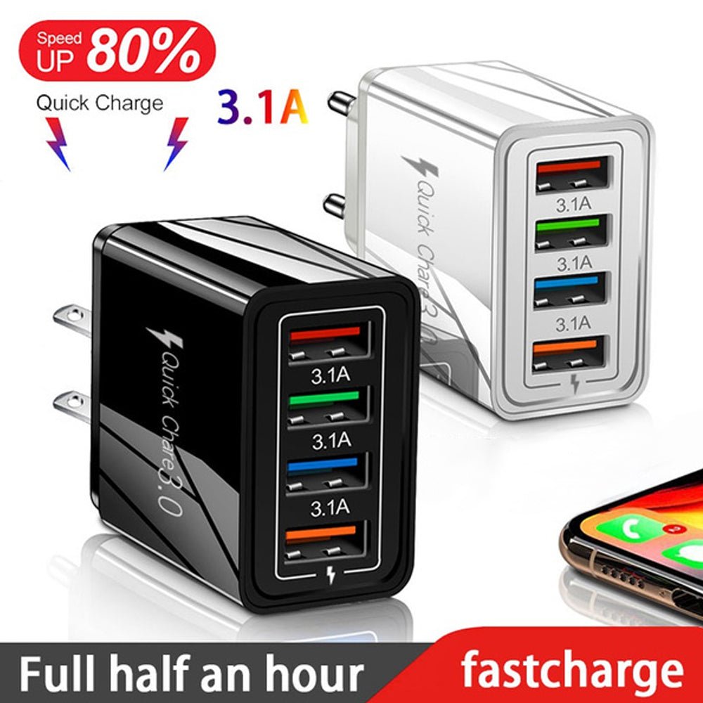 QuickCharge 3.0 - 4 Port Universal Rapid Charging for Multiple Devices with Comprehensive Safety ProtocolsPower Adapters & ChargersNormanharvey