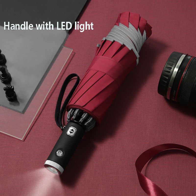 Revolutionary Reverse Umbrella with Reflective Safety Strip and TorchOutdoor Umbrella LightsNormanharvey