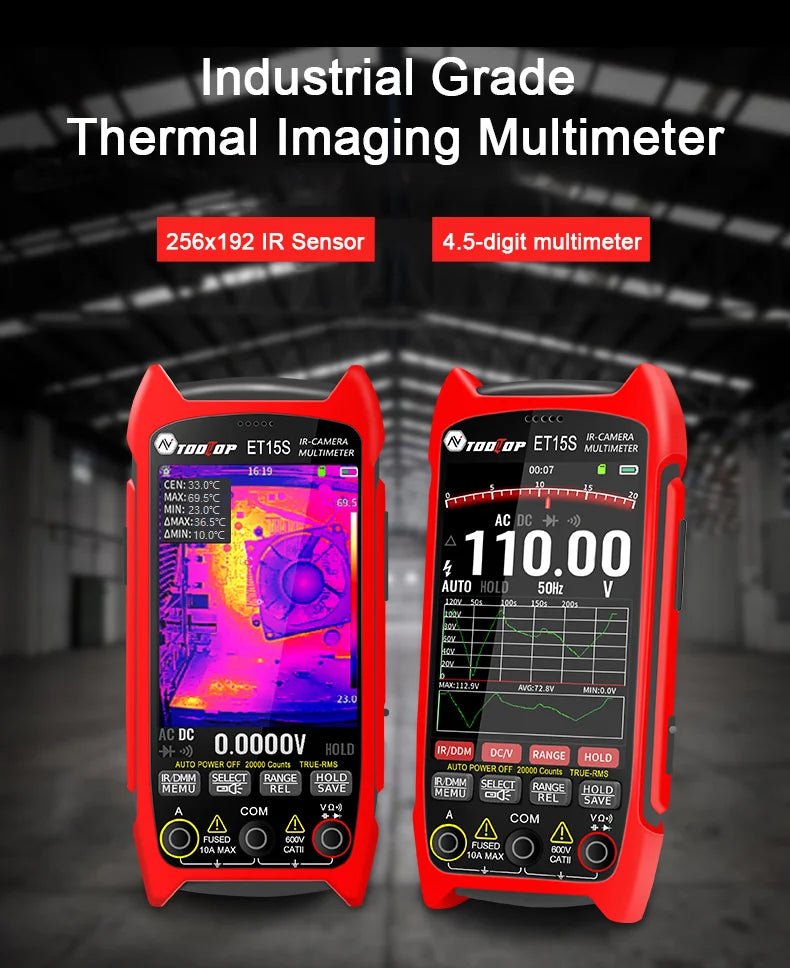 TOOLTOP ET15S Professional Thermal Imager 256x192 IR Sensor 3.5Inch 19999 Counts Digital Multimeter for PCB Floor HVAC RepairElectrical Testing ToolsNormanharvey