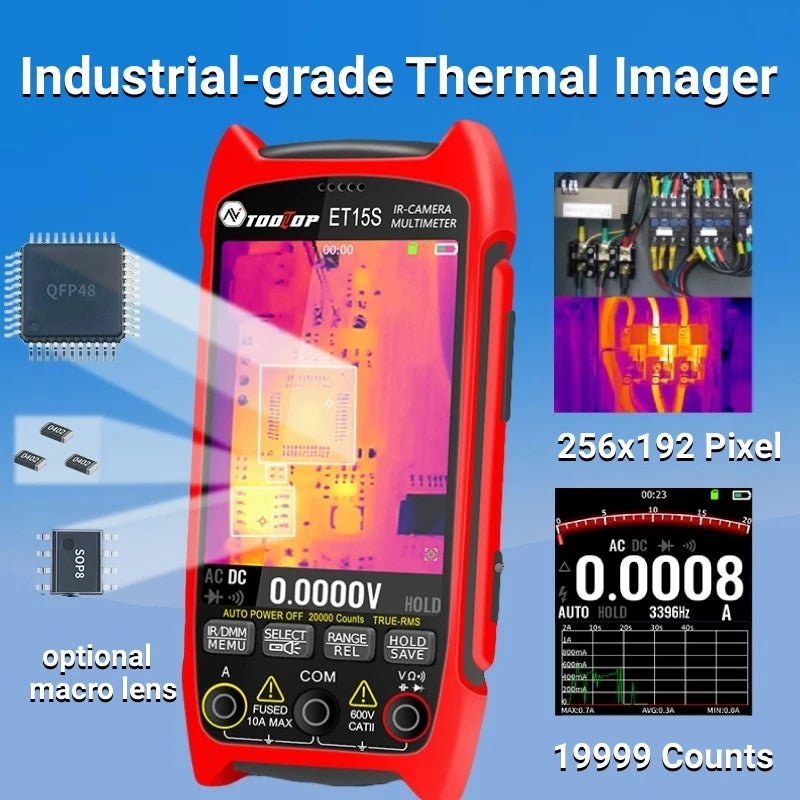 TOOLTOP ET15S Professional Thermal Imager 256x192 IR Sensor 3.5Inch 19999 Counts Digital Multimeter for PCB Floor HVAC RepairElectrical Testing ToolsNormanharvey