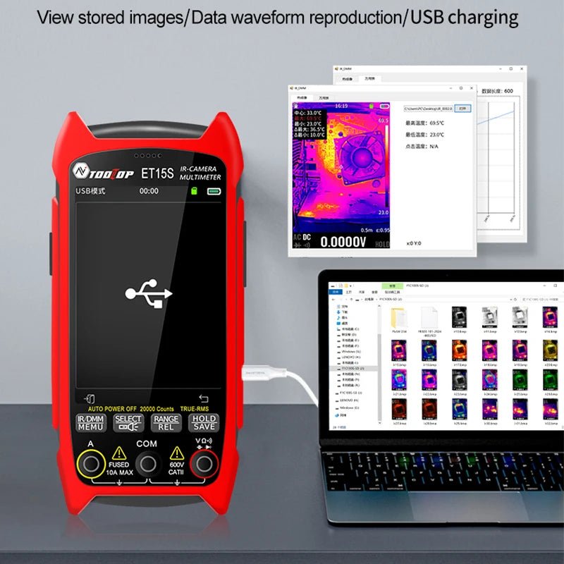 TOOLTOP ET15S Professional Thermal Imager 256x192 IR Sensor 3.5Inch 19999 Counts Digital Multimeter for PCB Floor HVAC RepairElectrical Testing ToolsNormanharvey