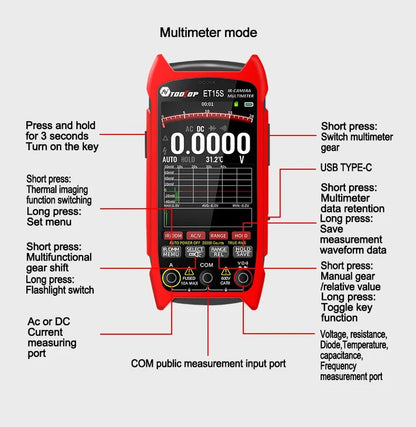 TOOLTOP ET15S Professional Thermal Imager 256x192 IR Sensor 3.5Inch 19999 Counts Digital Multimeter for PCB Floor HVAC RepairElectrical Testing ToolsNormanharvey