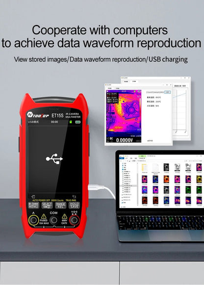 TOOLTOP ET15S Professional Thermal Imager 256x192 IR Sensor 3.5Inch 19999 Counts Digital Multimeter for PCB Floor HVAC RepairElectrical Testing ToolsNormanharvey