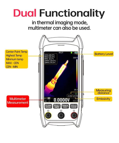 TOOLTOP ET15S Professional Thermal Imager 256x192 IR Sensor 3.5Inch 19999 Counts Digital Multimeter for PCB Floor HVAC RepairElectrical Testing ToolsNormanharvey