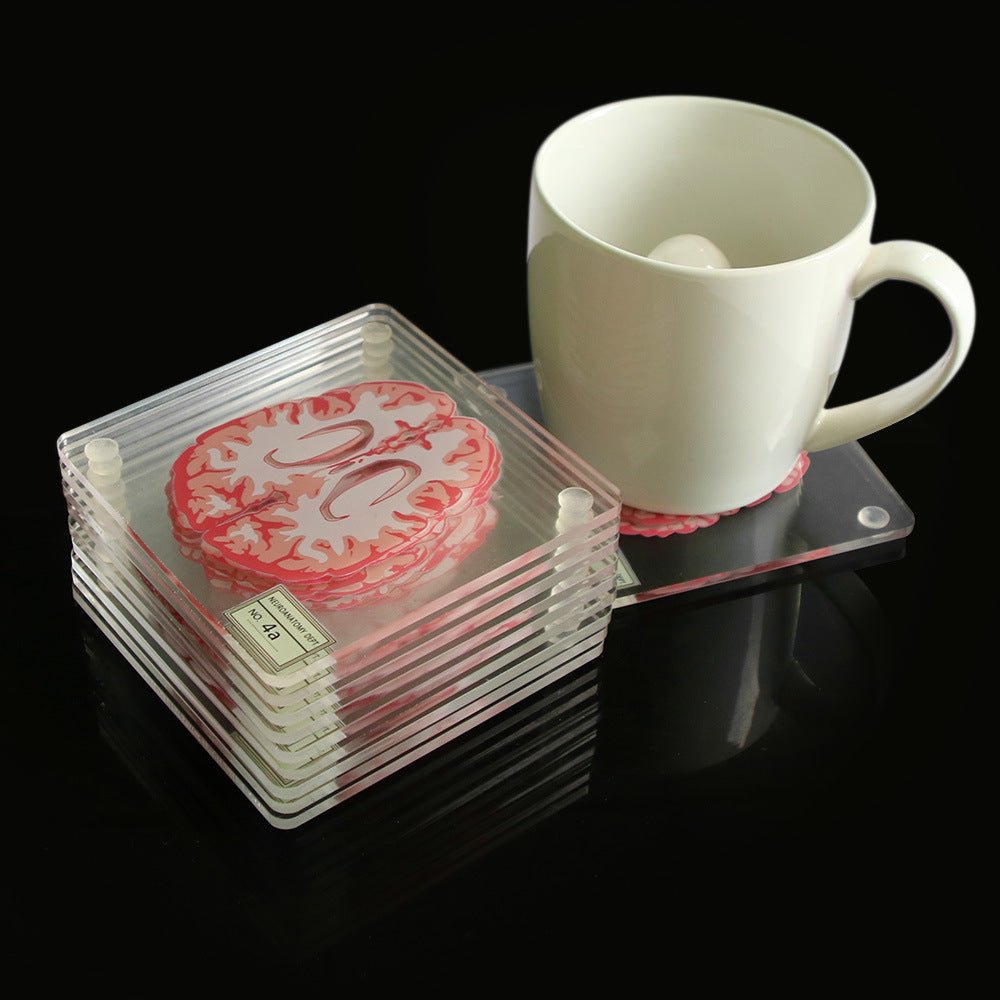 Unique Brain Slice Acrylic Coasters for Drinks and Decor - Set of TenCoastersNormanharvey