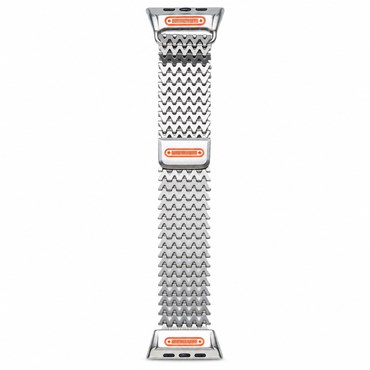 Silver W-link metal band with magnetic clasp for Apple Watch, band only