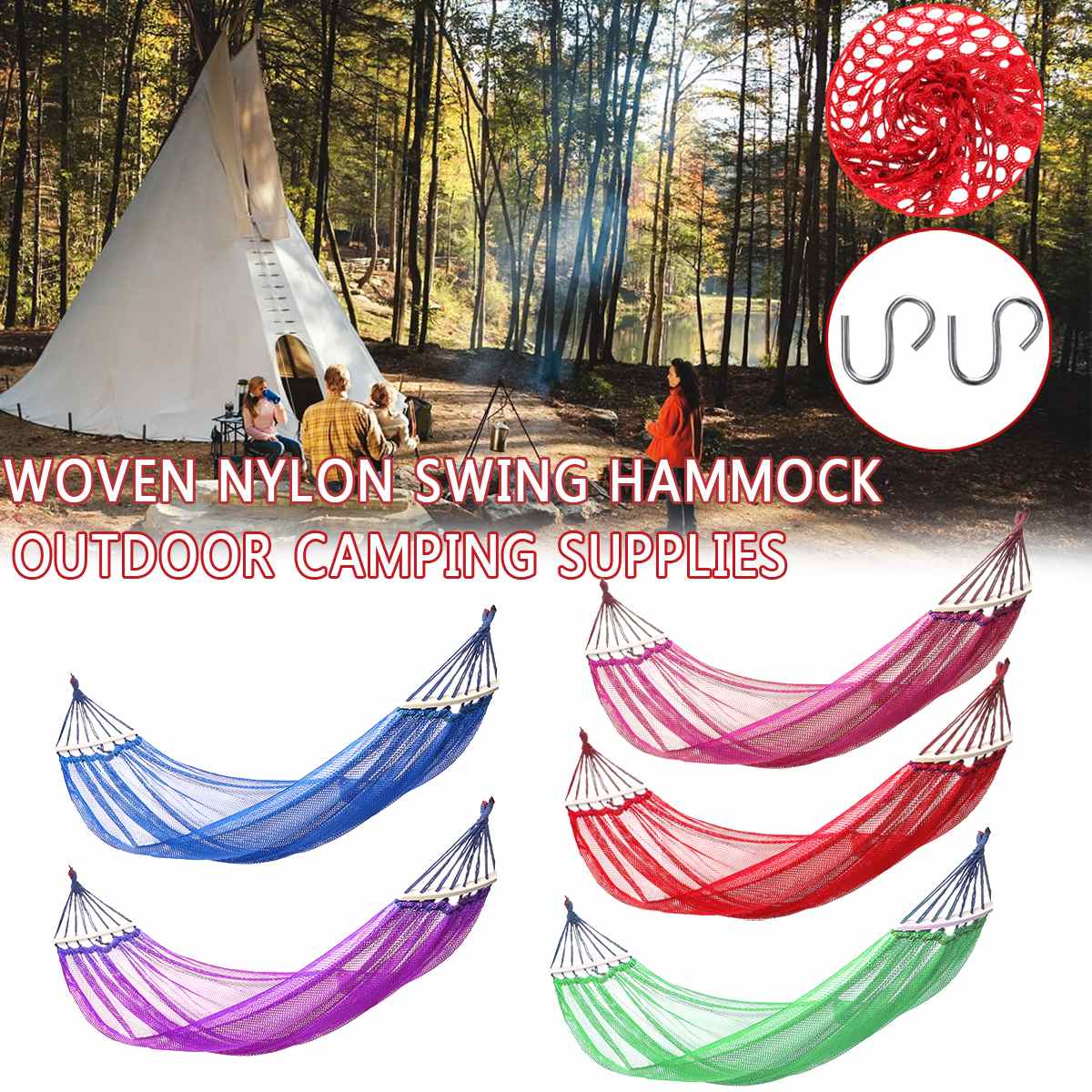 Woven Nylon Outdoor Hammock - Lightweight Hammock for Camping and RelaxationHammocksNormanharvey