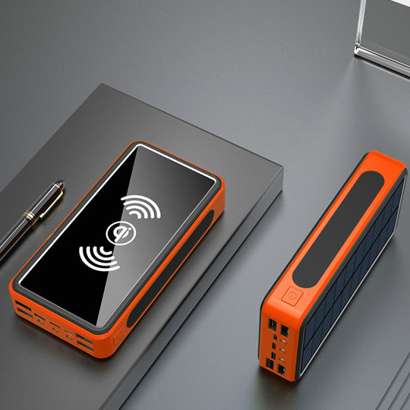Wireless Charging and Shockproof Solar Power Bank on desk
