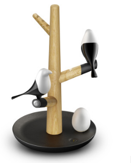 Elegant Bird LED Night Table Lamp: Modern Design with Natural Wood Finish