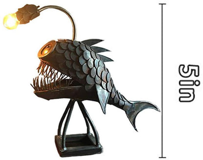 Fish Art Lamp: Artisan-Crafted, Flexible, Rustic Finish