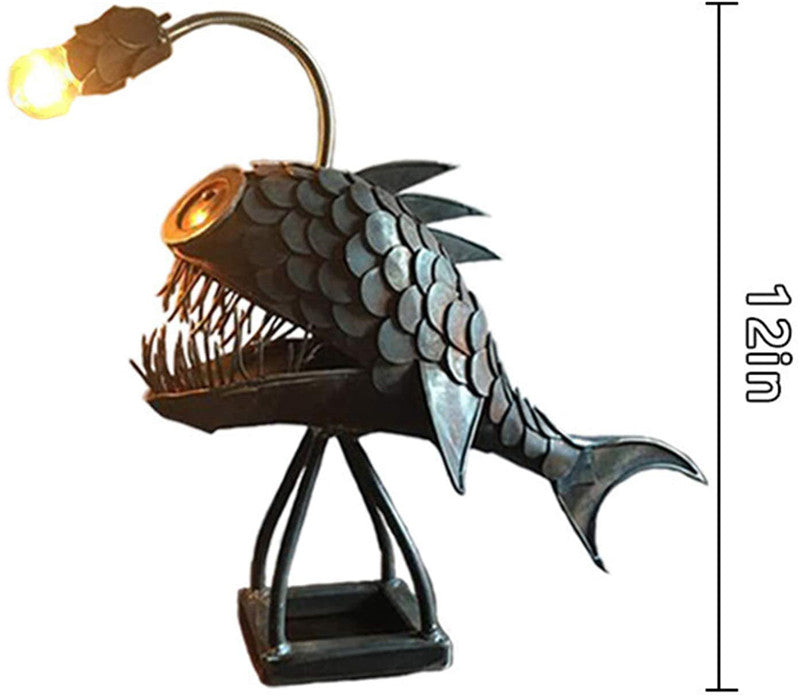 Fish Art Lamp: Artisan-Crafted, Flexible, Rustic Finish