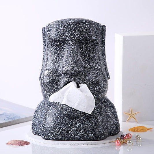 Unique Moai stone tissue box for home decor