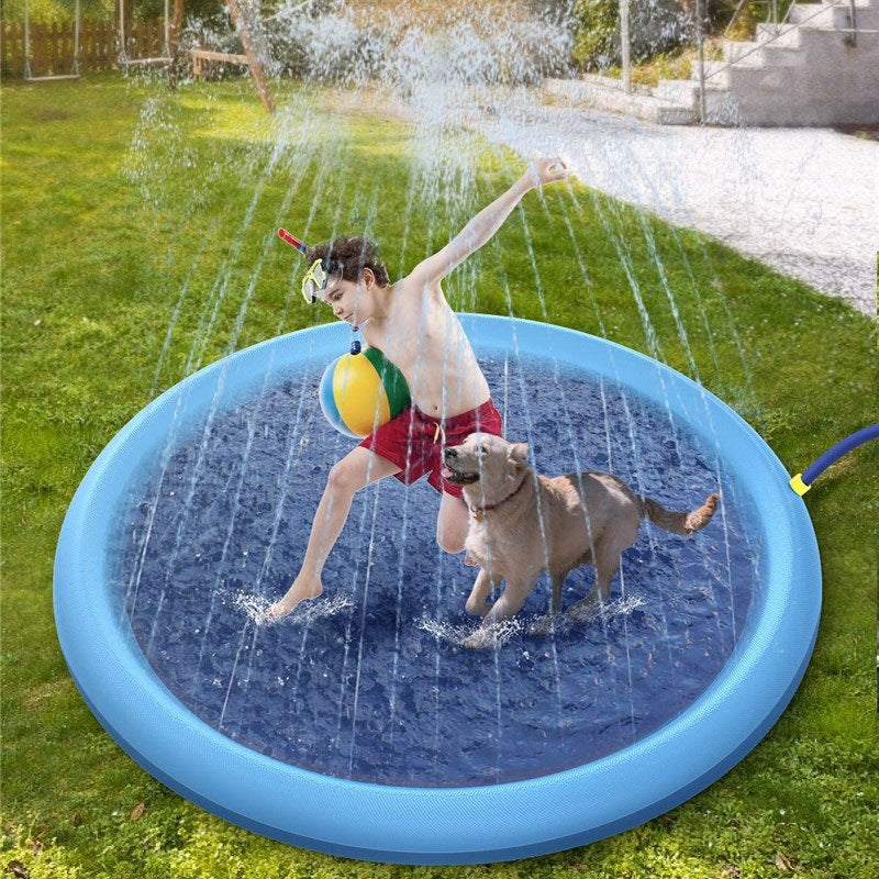 Inflatable Water Pad for Pets | Aquarumble ™ dog and kid playing