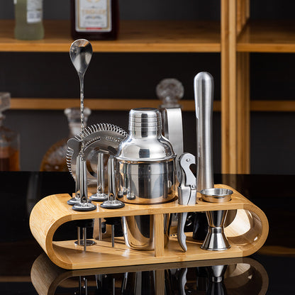 12-Piece Stainless Steel Cocktail Kit with Bamboo Stand | CocktailCrafter™