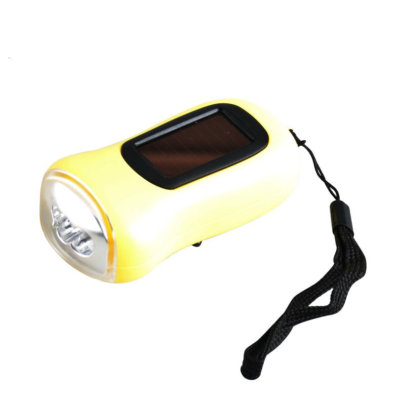 Hand-powered flashlight for emergency situations