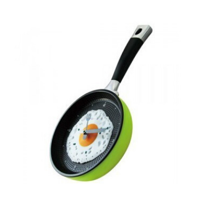 Playful and Functional Omelette Pot Shape Wall Clock - Battery-Powered and Decorative