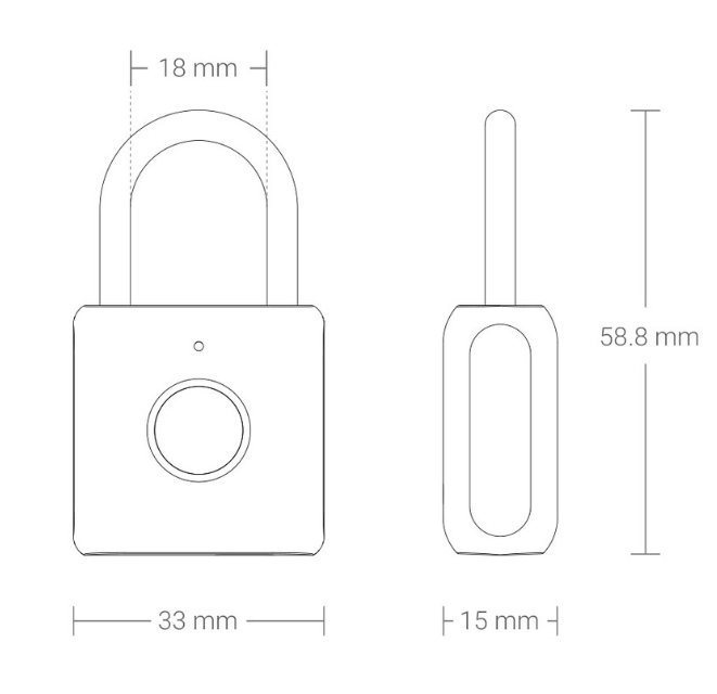 Fingerprint Lock size details