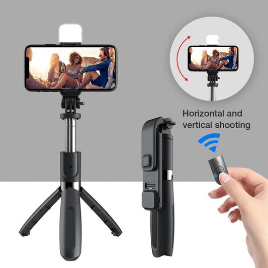 Selfie Stick Tripod with Fill Light Remote Control and Mirror