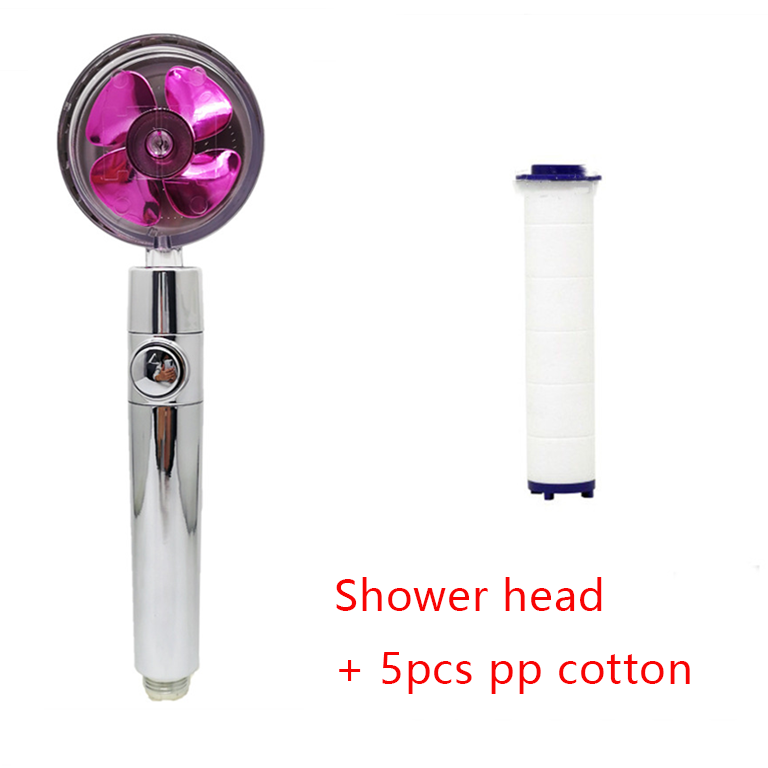 Shower Head Water Saving Flow 360 Degrees Rotating With Small Fan High Pressure Spray Nozzle Bathroom Accessories